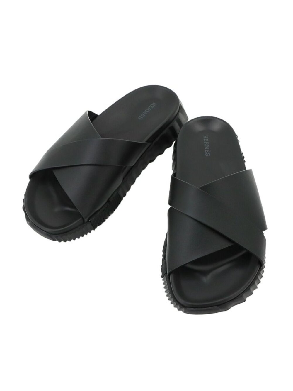 Hermes Infla Sandals Black Leather Rubber Sandale